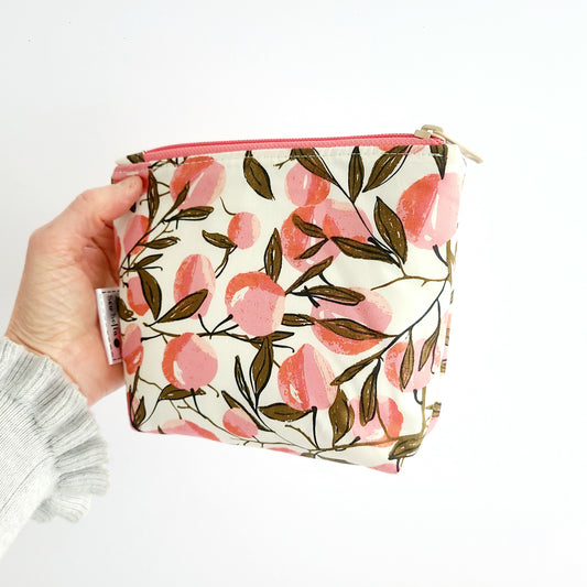 Peaches and Cream make up bag - with waterproof lining