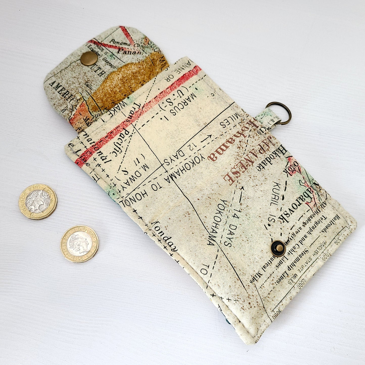 Vintage maps cotton bifold wallet