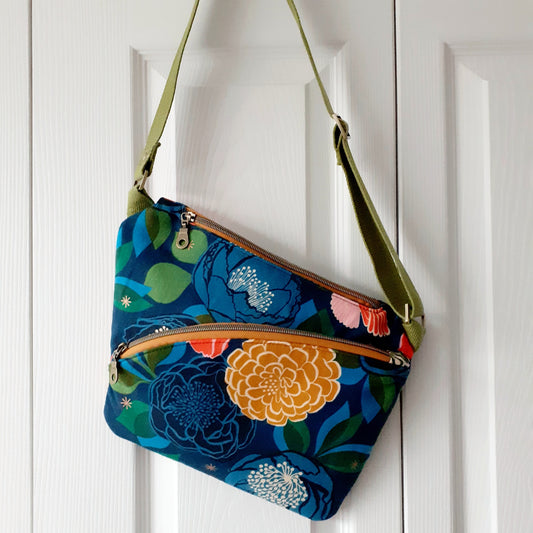Bold floral sling crossbody bag