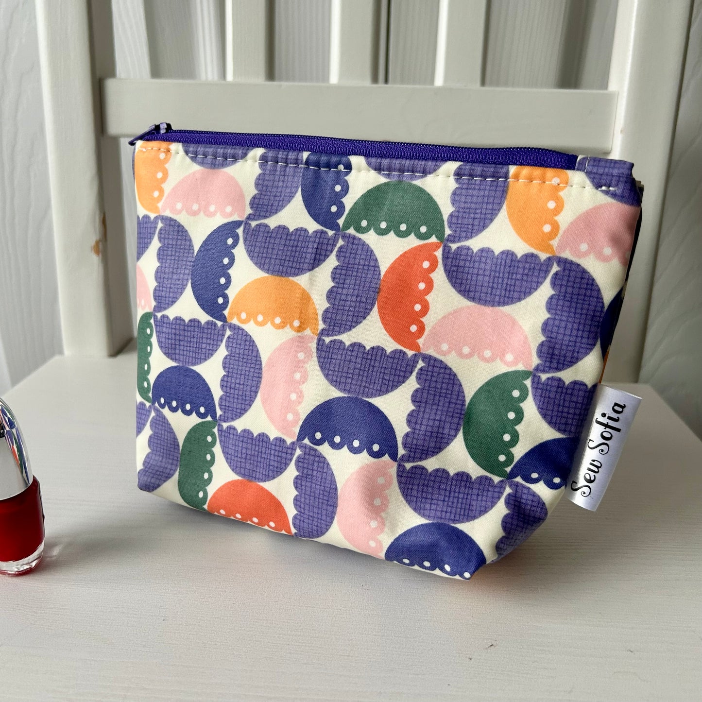 Purple Tulips Make Up Bag - waterproof