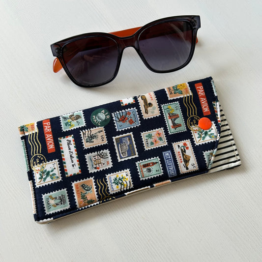 Postage Stamps Glasses Pouch