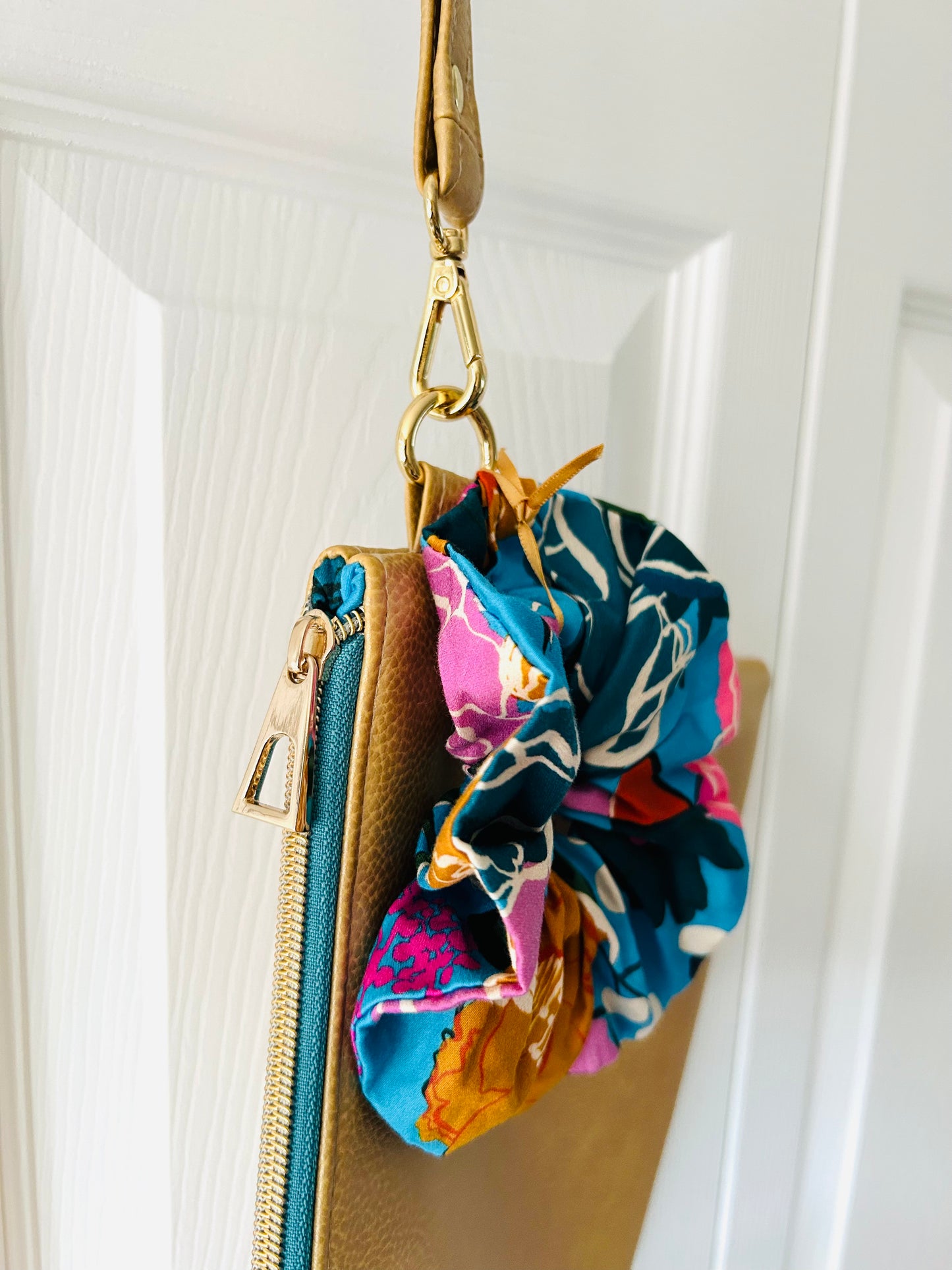 Metallic Gold Faux Leather Clutch and Scrunchie