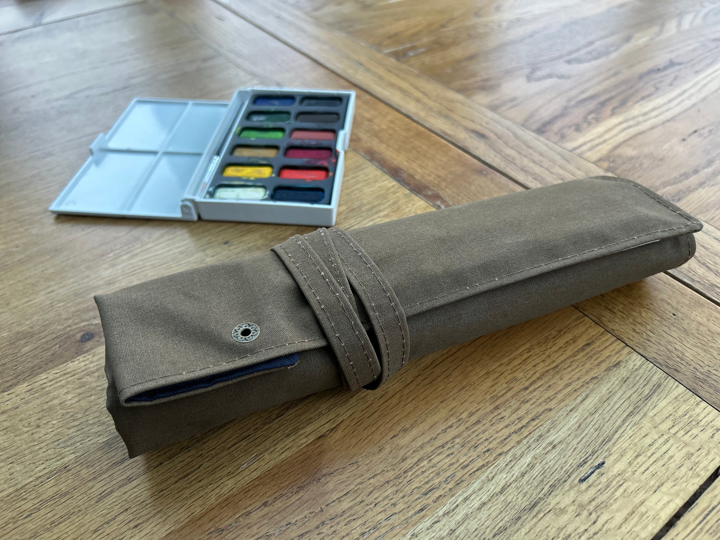 Waxed Canvas Artist Brush Roll - Large