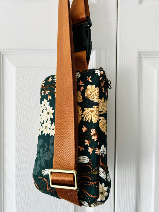 Dark Floral waist or crossbody bag