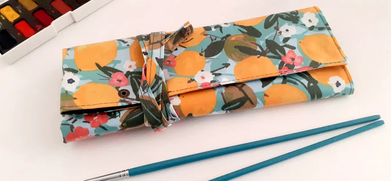 Lemons Artist Brush Roll - Large