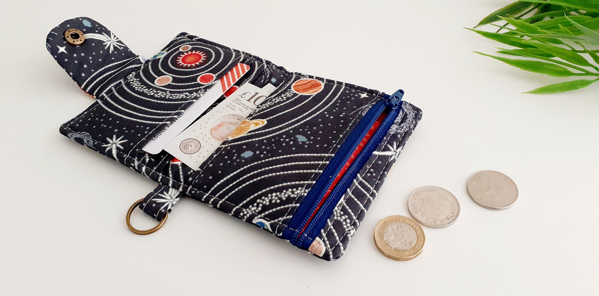 BESTSELLER - Planets cotton bifold wallet, small Solar System pocket wallet, Space gift