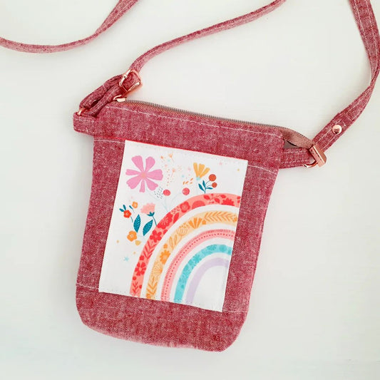 small girl's crossbody bag pattern with feature pocket and zip top