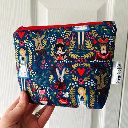 Alice in Wonderland Make Up Bag - with White Rabbit charm