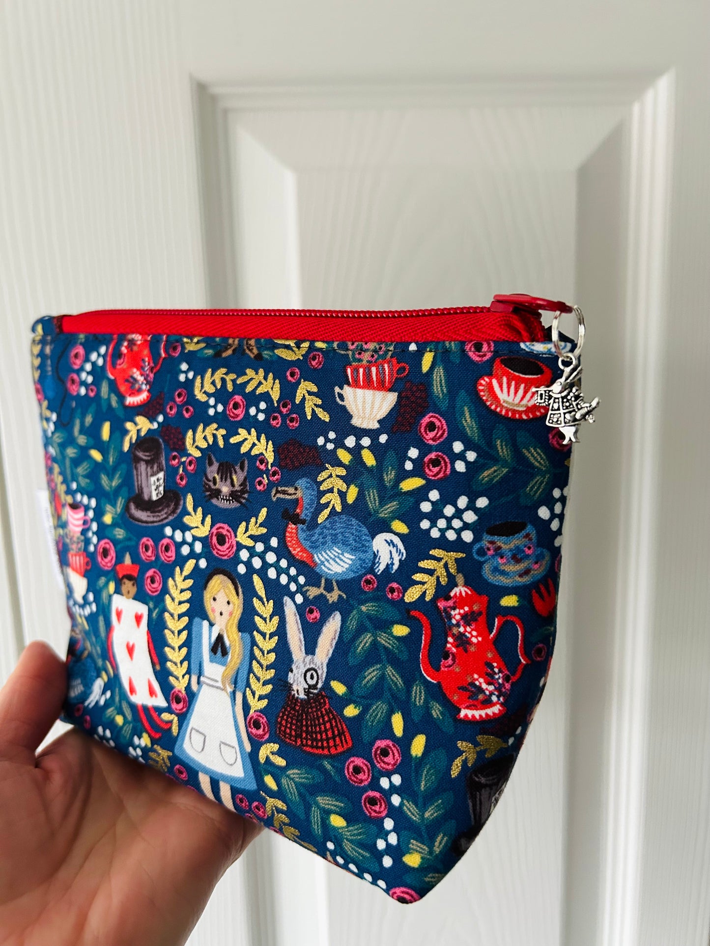Alice in Wonderland Make Up Bag - with White Rabbit charm