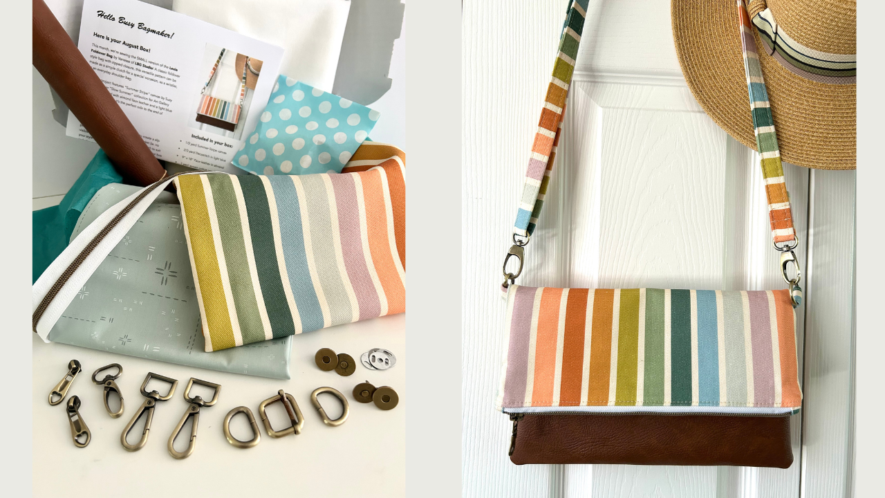 Sew your own stripy canvas foldover bag with this complete kit from Sew Sofia