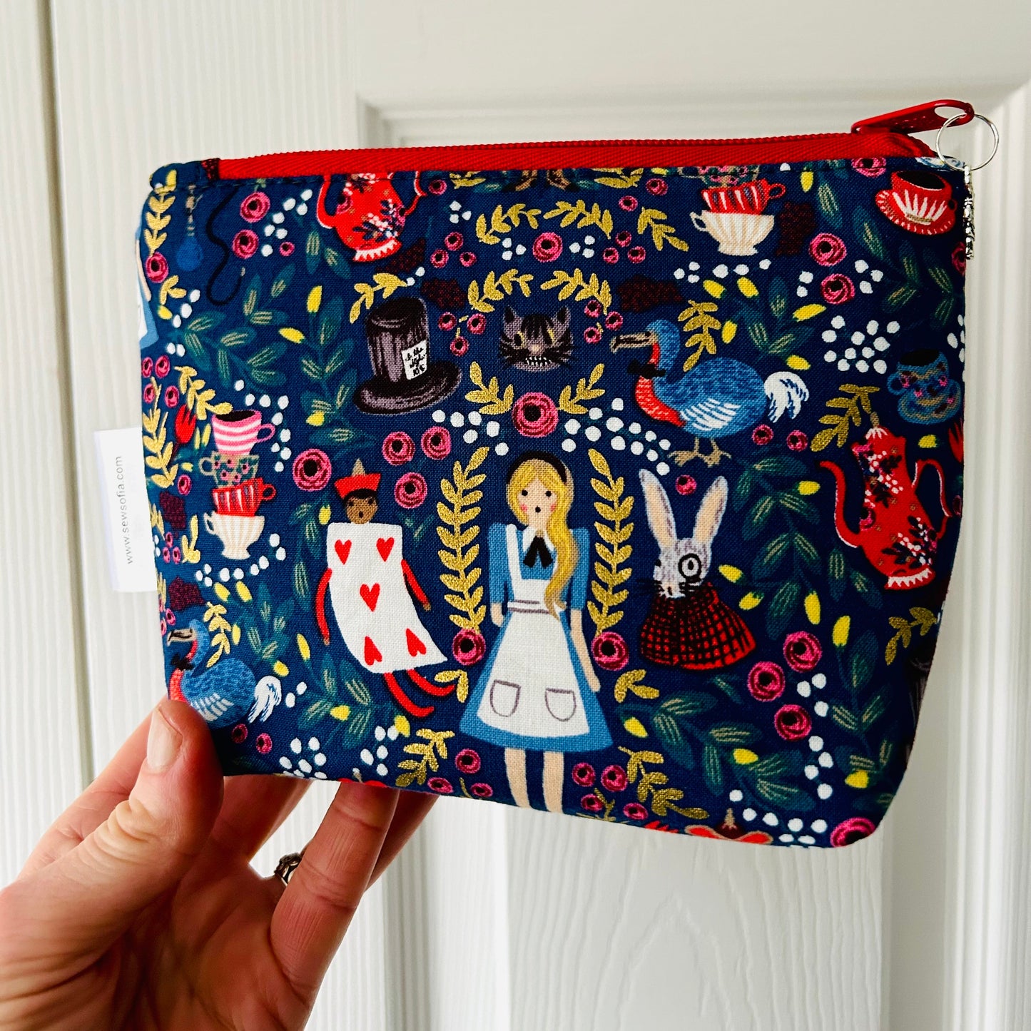 Alice in Wonderland Make Up Bag - with White Rabbit charm