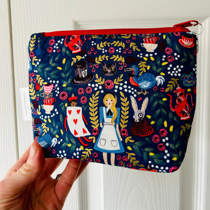 Alice in Wonderland Make Up Bag - with White Rabbit charm