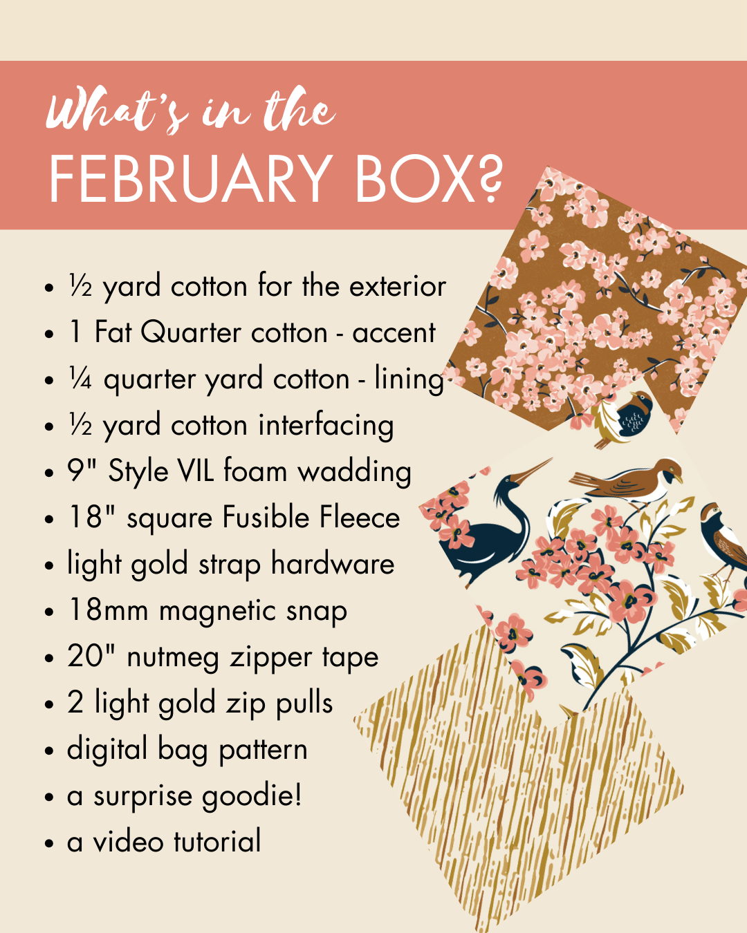 February Box - Sew your own Zipped Pouch Set