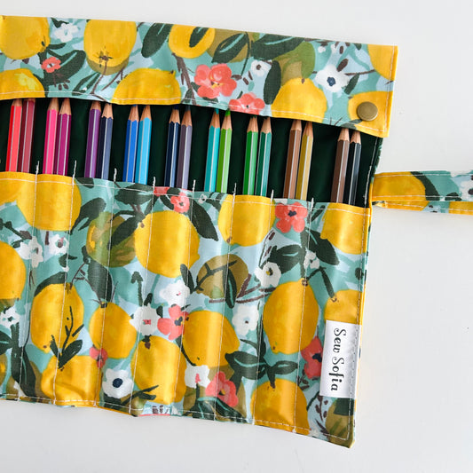 Lemons Artist Brush Roll - Large