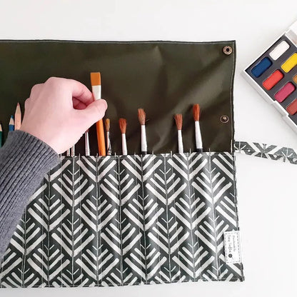 Green Arrows Artist Brush Roll - Small