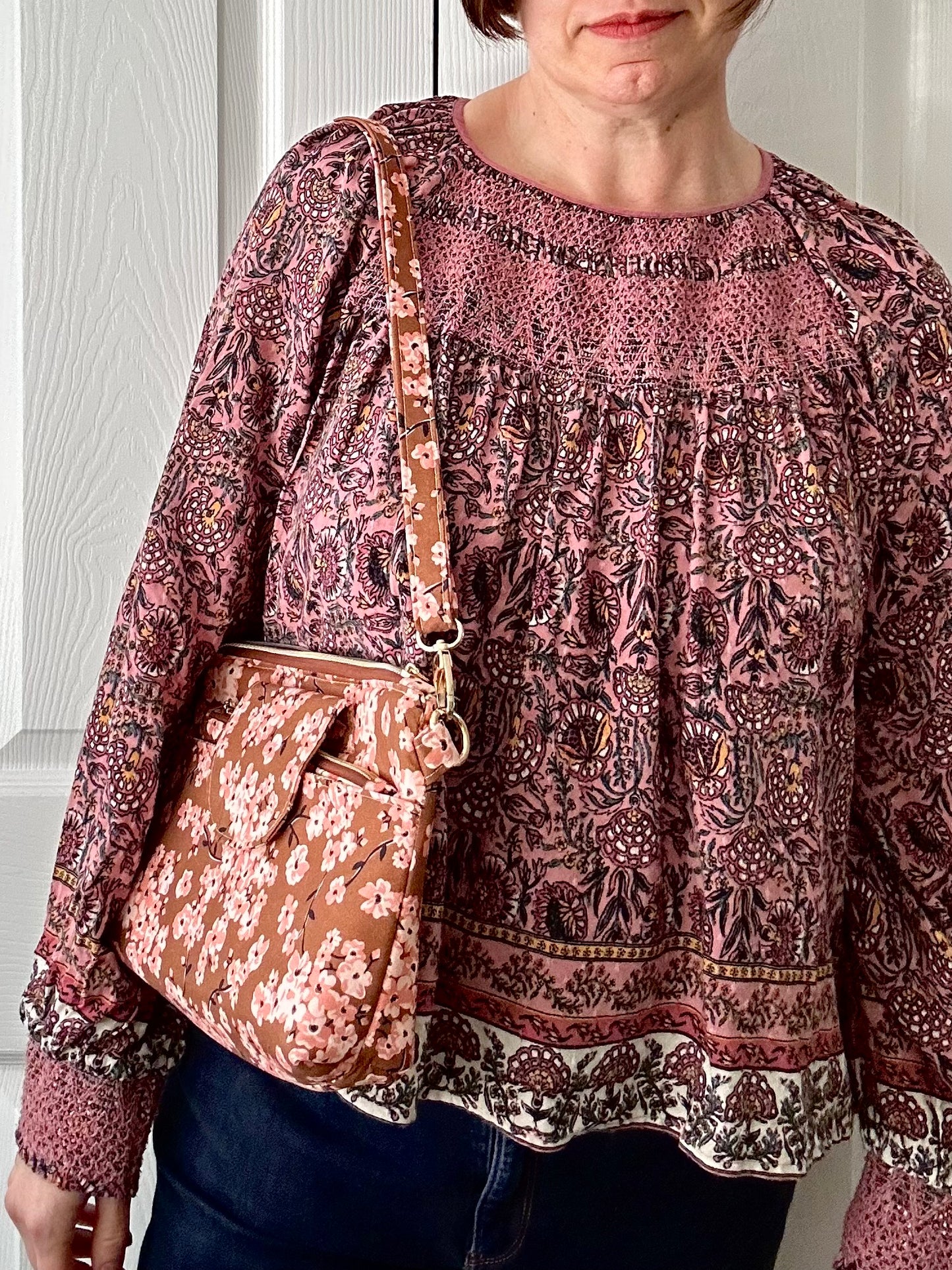 Cherry Blossoms crossbody bag with pouch