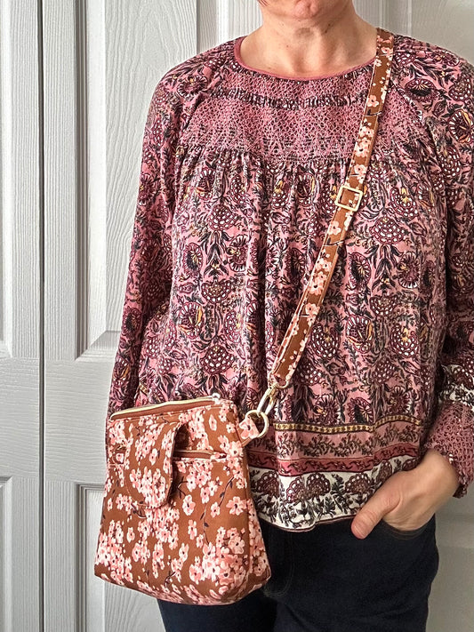 Cherry Blossoms crossbody bag with pouch