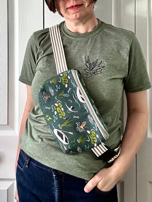 Wild Swim waist or crossbody bag - "Handmade" zip pull