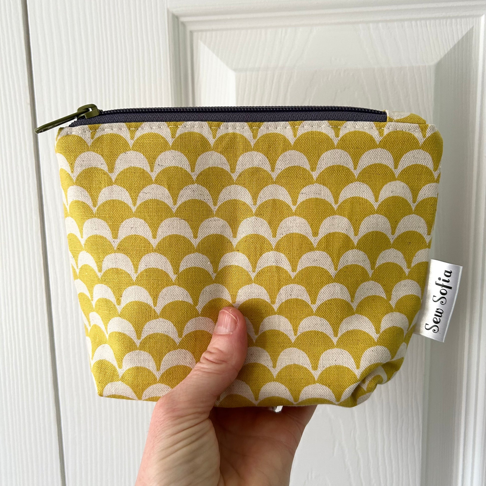 Yellow Waves Make Up Bag with waterproof lining – Sew Sofia
