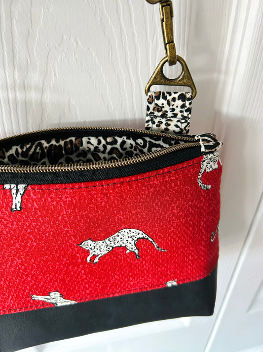 Snow Leopard on Red Small Crossbody Bag