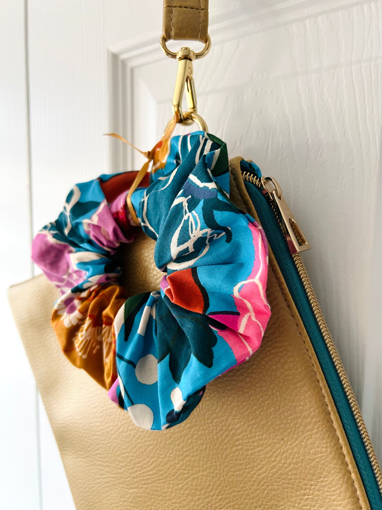 Metallic Gold Faux Leather Clutch and Scrunchie