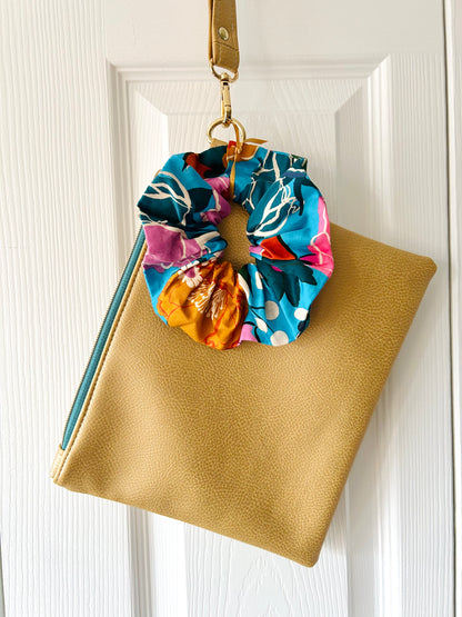 Metallic Gold Faux Leather Clutch and Scrunchie