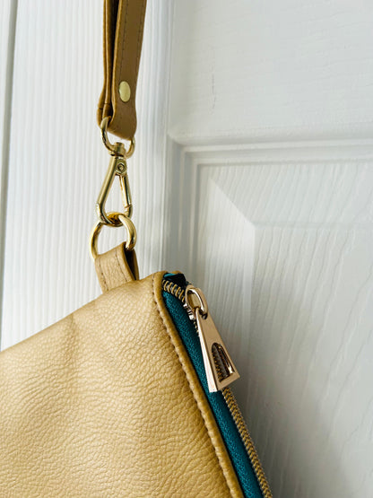 Metallic Gold Faux Leather Clutch and Scrunchie