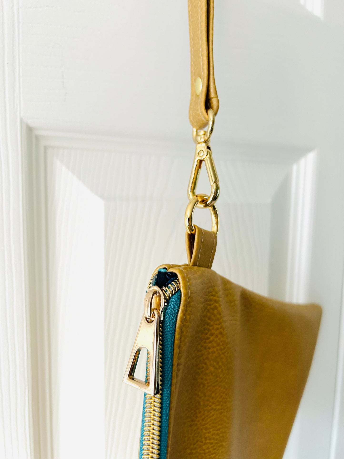 Metallic Gold Faux Leather Clutch and Scrunchie