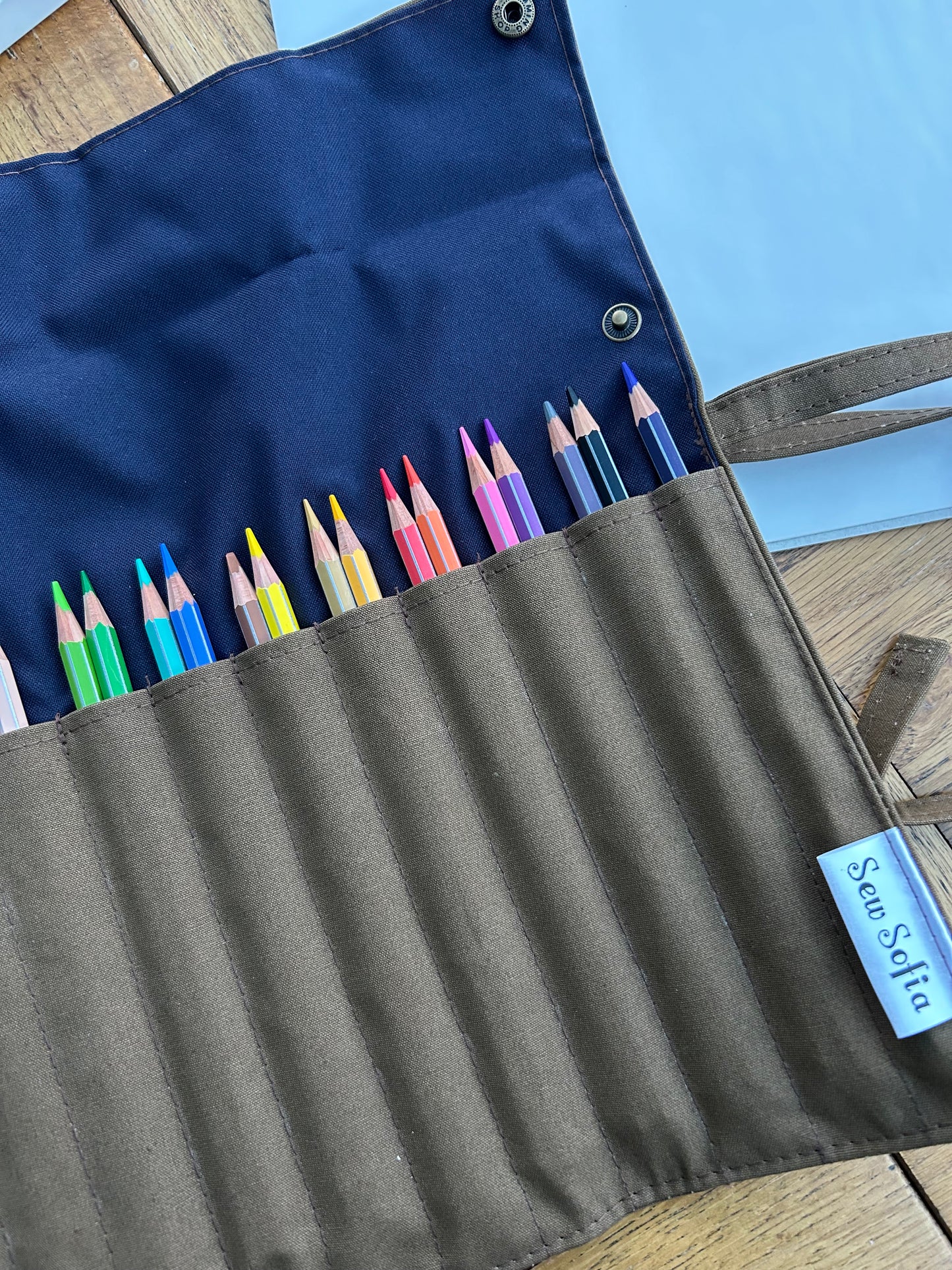 Waxed Canvas Artist Brush Roll - Large