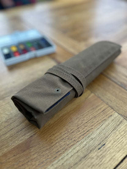 Waxed Canvas Artist Brush Roll - Large