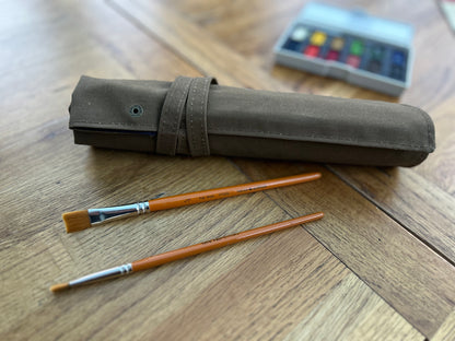 Waxed Canvas Artist Brush Roll - Large