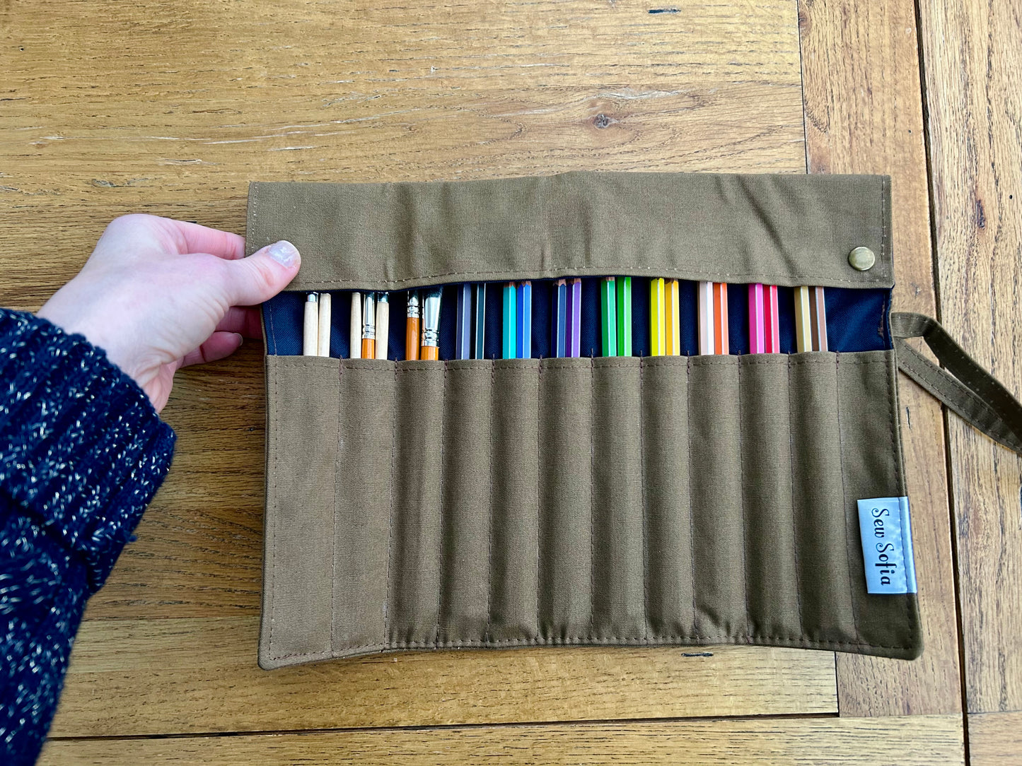 Waxed Canvas Artist Brush Roll - Small