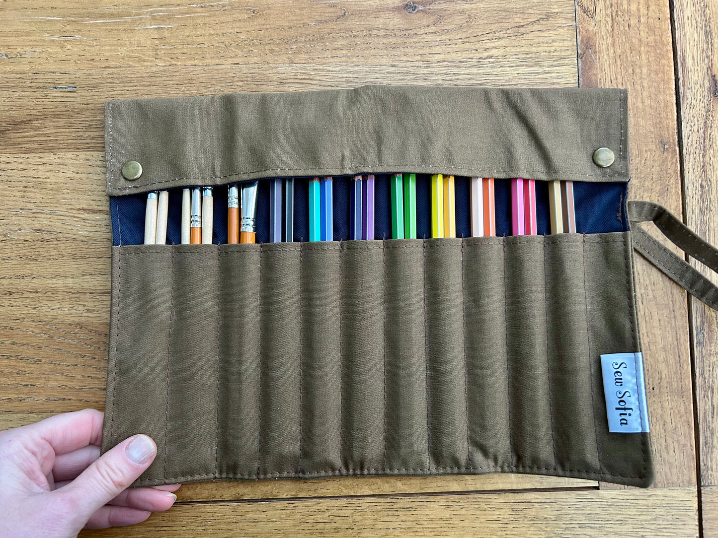 Waxed Canvas Artist Brush Roll - Small