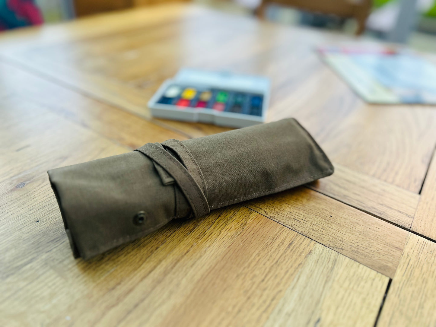 Waxed Canvas Artist Brush Roll - Small