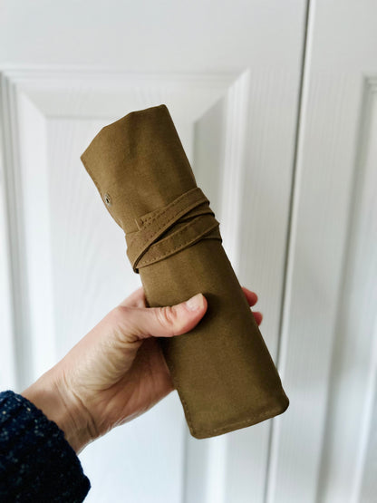 Waxed Canvas Artist Brush Roll - Small