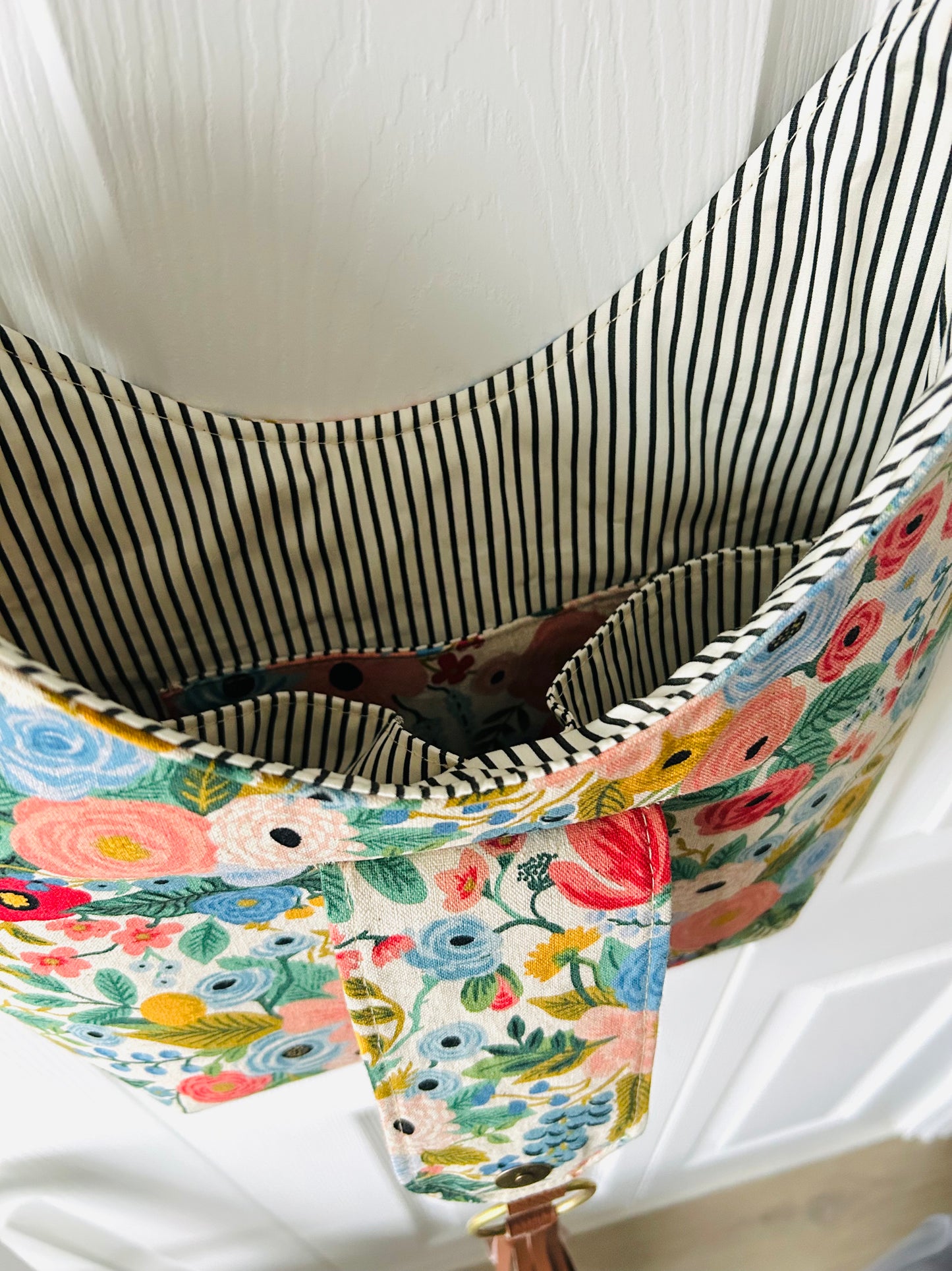 Bright floral canvas hobo bag