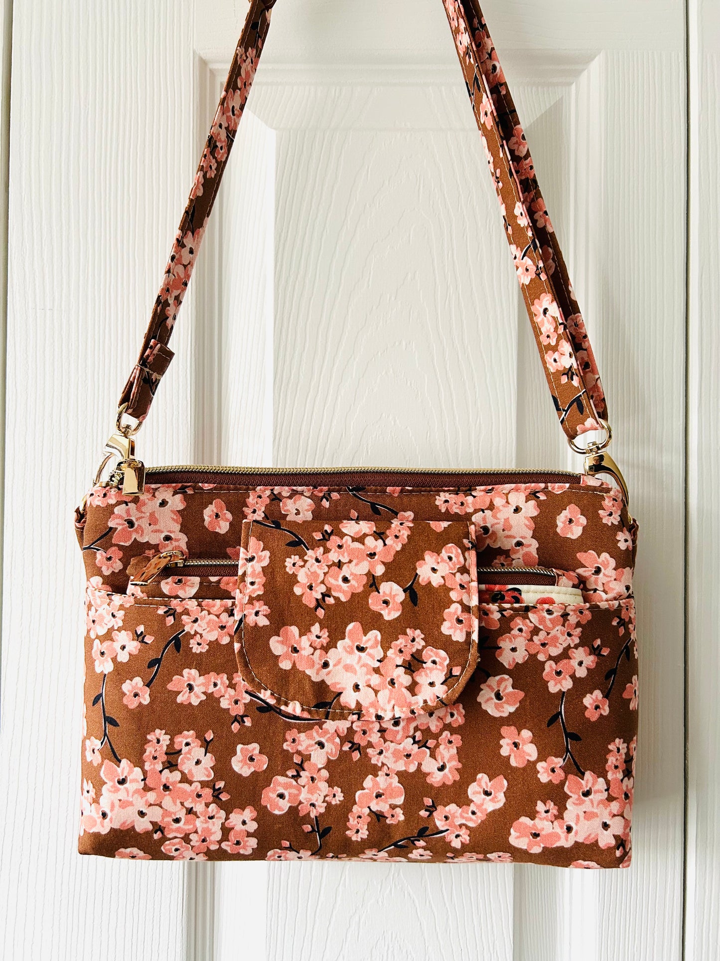 Cherry Blossoms crossbody bag with pouch