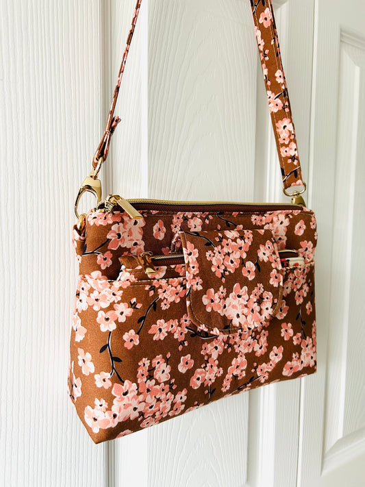 Cherry Blossoms crossbody bag with pouch