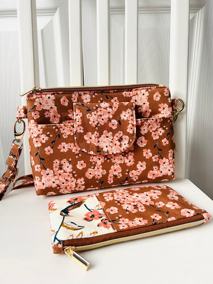 Cherry Blossoms crossbody bag with pouch