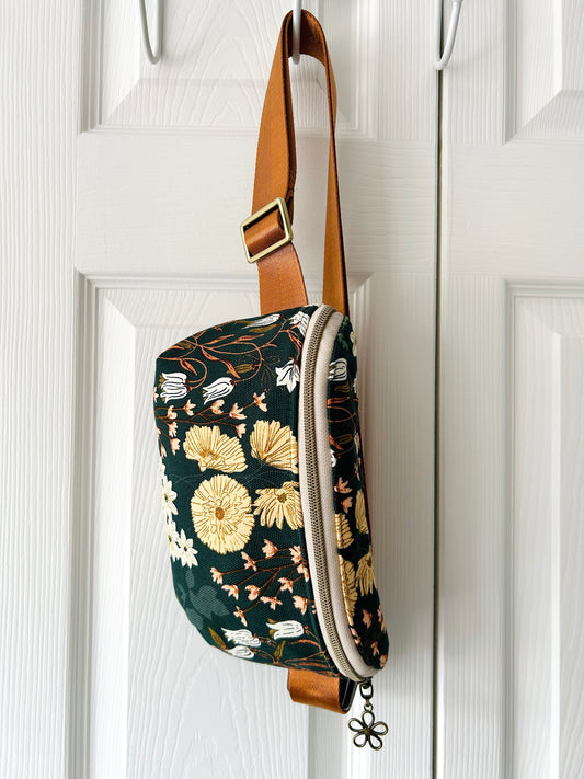 Dark Floral waist or crossbody bag