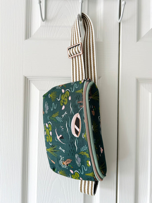 Wild Swim waist or crossbody bag - "Handmade" zip pull