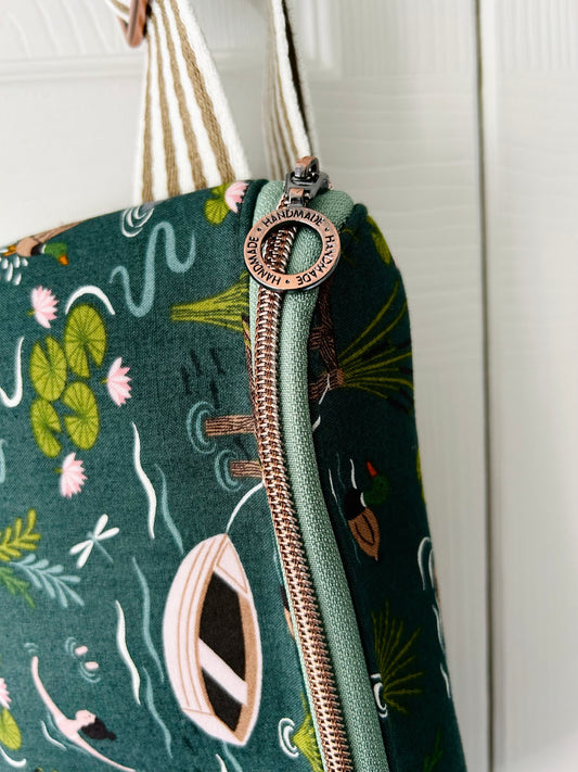 Wild Swim waist or crossbody bag - "Handmade" zip pull