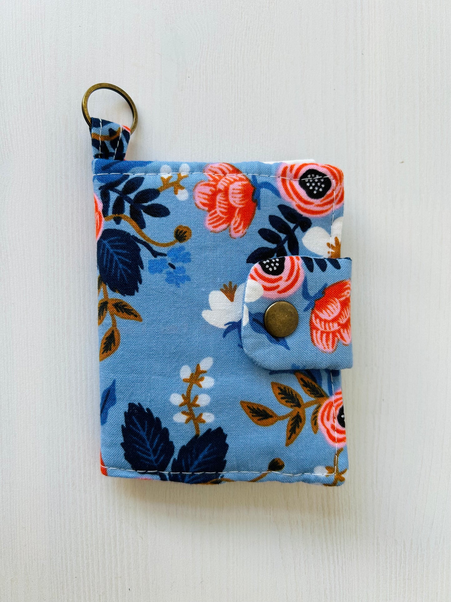 Periwinkle blue floral mini bifold wallet
