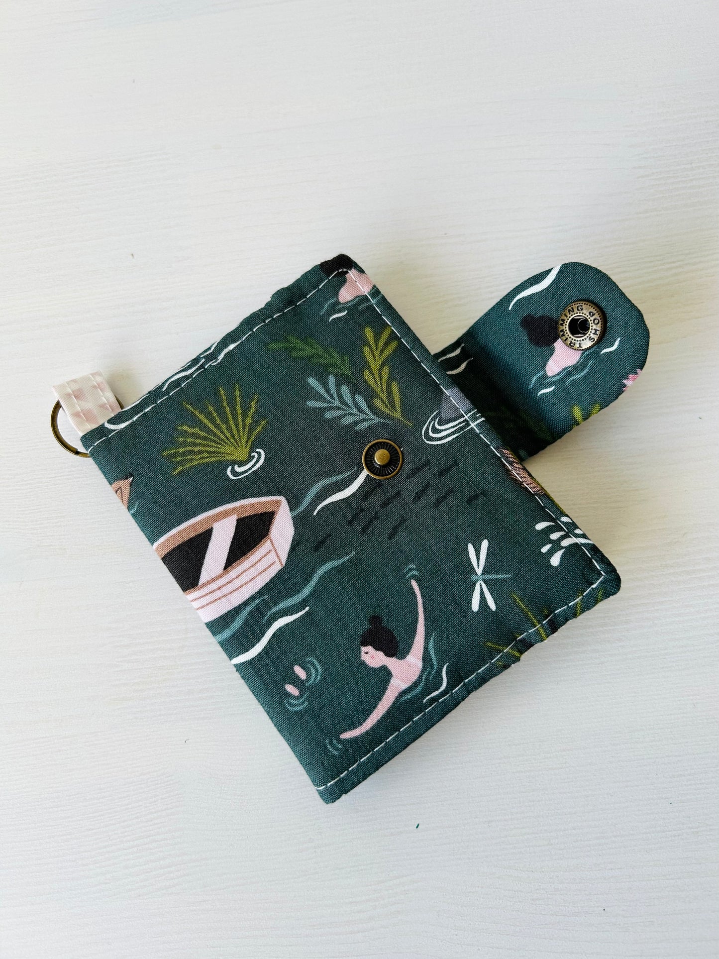 Wild swimming small green wallet