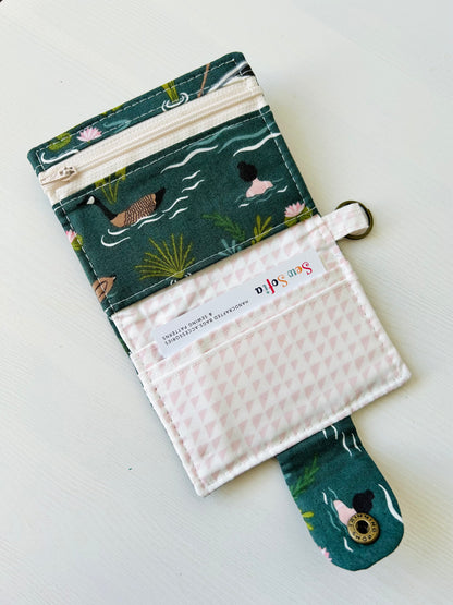 Wild swimming small green wallet