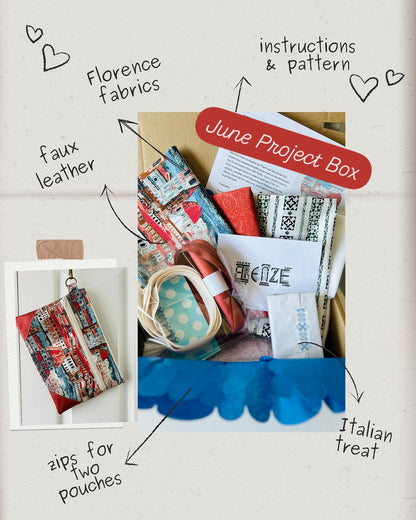 A British based subscription box for bag makers with all the fabrics, hardware, interfacings and pattern to sew a bag